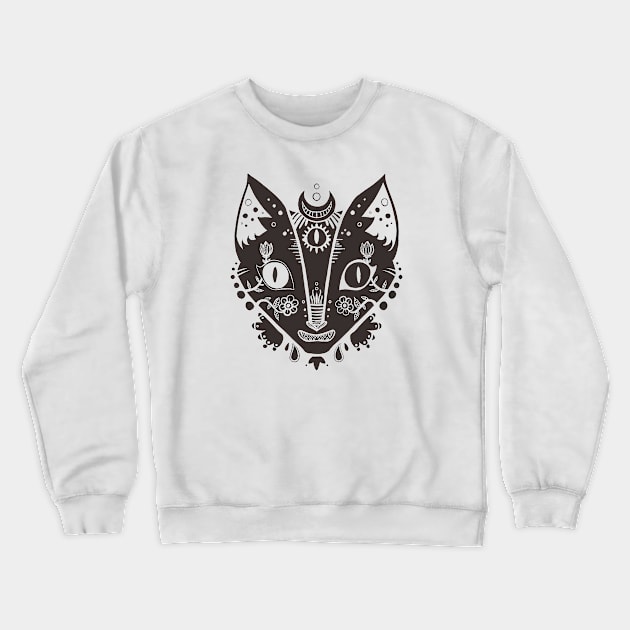 Strange Cat Mask, Third Eye, Weird Illustration Crewneck Sweatshirt by cellsdividing